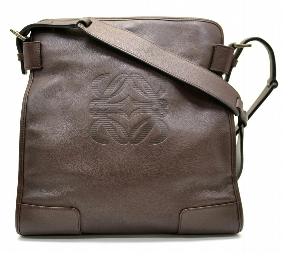 Loewe Anagram Shoulder Bag Leather Dark Brown
